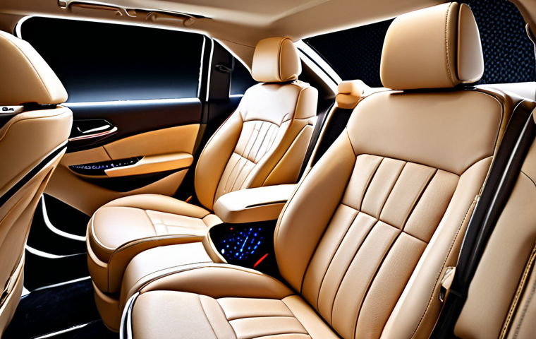 **
Prompt: Luxurious Kia Carnival limousine interior. Focus on the individually customized seats. Nappa leather, diamond stitching, ergonomic adjustments, massage function. Warm lighting, high-quality materials, comfortable and inviting.
**