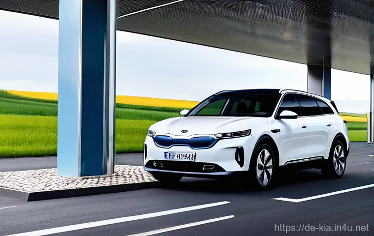 기아 EV9 가격과 스펙 비교 - **Prompt:** A serene and spacious interior view of the Kia EV9, showcasing its seven-seater configur...