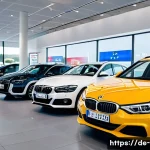 Home 22 기아 중고차 보증 프로그램 - A modern used car dealership showroom in Germany, showcasing a variety of well-maintained vehicles w...