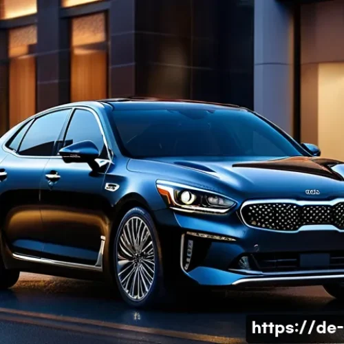 Home 31 기아 K9 럭셔리 모델 분석 - A sleek and luxurious Kia K9 sedan parked on a modern city street during twilight, showcasing its fl...